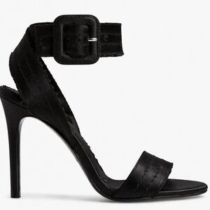 Pedro Garcia Satin Catalina Ankle Strap Black Sandals 38